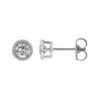 Sapphire Row Natural Bezel-Set Gemstone Studs - White Sapphire, White Gold