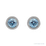 Sapphire Row Natural Bezel-Set Gemstone Studs - Aquamarine, White Gold (view 2)