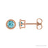 Sapphire Row Natural Bezel-Set Gemstone Studs - Blue Zircon, Rose Gold