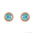 Sapphire Row Natural Bezel-Set Gemstone Studs - Blue Zircon, Rose Gold (view 2)