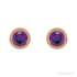 Sapphire Row Natural Bezel-Set Gemstone Studs - Amethyst, Rose Gold (view 2)