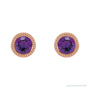 Sapphire Row Natural Bezel-Set Gemstone Studs - Amethyst, Rose Gold (view 2)