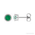 Sapphire Row Natural Bezel-Set Gemstone Studs - Emerald, White Gold