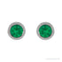 Sapphire Row Natural Bezel-Set Gemstone Studs - Emerald, White Gold (view 2)