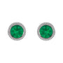 Sapphire Row Natural Bezel-Set Gemstone Studs - Emerald, White Gold (view 2)