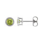 Sapphire Row Natural Bezel-Set Gemstone Studs - Peridot, White Gold