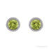 Sapphire Row Natural Bezel-Set Gemstone Studs - Peridot, White Gold (view 2)