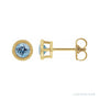 Sapphire Row Natural Bezel-Set Gemstone Studs - Aquamarine, Yellow Gold