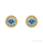 Sapphire Row Natural Bezel-Set Gemstone Studs - Aquamarine, Yellow Gold (view 2)