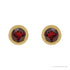 Sapphire Row Natural Bezel-Set Gemstone Studs - Red Garnet, Yellow Gold (view 2)