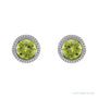 Sapphire Row Natural Bezel-Set Gemstone Studs - Peridot, Platinum (view 2)