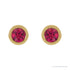 Sapphire Row Natural Bezel-Set Gemstone Studs - Ruby, Yellow Gold (view 2)