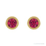 Sapphire Row Natural Bezel-Set Gemstone Studs - Ruby, Yellow Gold (view 2)
