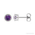 Sapphire Row Natural Bezel-Set Gemstone Studs - Amethyst, White Gold