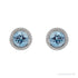 Sapphire Row Natural Bezel-Set Gemstone Studs - Aquamarine, Platinum (view 2)