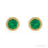 Sapphire Row Natural Bezel-Set Gemstone Studs - Emerald, Yellow Gold (view 2)