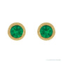 Sapphire Row Natural Bezel-Set Gemstone Studs - Emerald, Yellow Gold (view 2)
