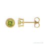 Sapphire Row Natural Bezel-Set Gemstone Studs - Peridot, Yellow Gold