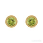 Sapphire Row Natural Bezel-Set Gemstone Studs - Peridot, Yellow Gold (view 2)