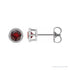 Sapphire Row Natural Bezel-Set Gemstone Studs - Red Garnet, Platinum
