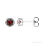 Sapphire Row Natural Bezel-Set Gemstone Studs - Red Garnet, Platinum
