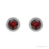 Sapphire Row Natural Bezel-Set Gemstone Studs - Red Garnet, Platinum (view 2)