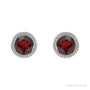 Sapphire Row Natural Bezel-Set Gemstone Studs - Red Garnet, Platinum (view 2)