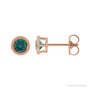 Sapphire Row Natural Bezel-Set Gemstone Studs - Alexandrite, Rose Gold, 3.5mm