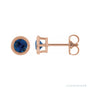 Sapphire Row Natural Bezel-Set Gemstone Studs - Blue Sapphire, Rose Gold