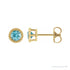 Sapphire Row Natural Bezel-Set Gemstone Studs - Blue Zircon, Yellow Gold