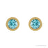 Sapphire Row Natural Bezel-Set Gemstone Studs - Blue Zircon, Yellow Gold (view 2)