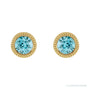 Sapphire Row Natural Bezel-Set Gemstone Studs - Blue Zircon, Yellow Gold (view 2)