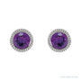 Sapphire Row Natural Bezel-Set Gemstone Studs - Amethyst, Platinum (view 2)