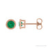 Sapphire Row Natural Bezel-Set Gemstone Studs - Emerald, Rose Gold