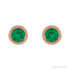 Sapphire Row Natural Bezel-Set Gemstone Studs - Emerald, Rose Gold (view 2)