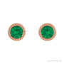 Sapphire Row Natural Bezel-Set Gemstone Studs - Emerald, Rose Gold (view 2)