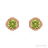 Sapphire Row Natural Bezel-Set Gemstone Studs - Peridot, Rose Gold (view 2)