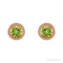 Sapphire Row Natural Bezel-Set Gemstone Studs - Peridot, Rose Gold (view 2)