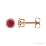 Sapphire Row Lab-Grown Bezel-Set Gemstone Studs - Ruby, Rose Gold