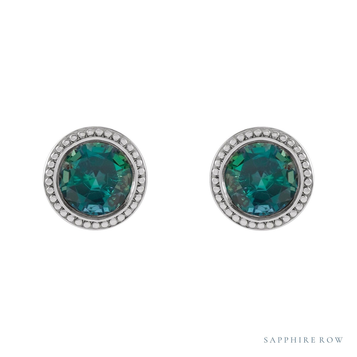 Sapphire Row Lab-Grown Bezel-Set Gemstone Studs - Alexandrite, Platinum (view 2)