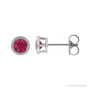 Sapphire Row Lab-Grown Bezel-Set Gemstone Studs - Ruby, White Gold