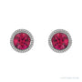 Sapphire Row Lab-Grown Bezel-Set Gemstone Studs - Ruby, White Gold (view 2)