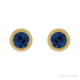 Sapphire Row Lab-Grown Bezel-Set Gemstone Studs - Blue Sapphire, Yellow Gold (view 2)