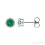Sapphire Row Lab-Grown Bezel-Set Gemstone Studs - Emerald, White Gold