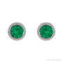 Sapphire Row Lab-Grown Bezel-Set Gemstone Studs - Emerald, Platinum (view 2)