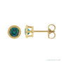 Sapphire Row Lab-Grown Bezel-Set Gemstone Studs - Alexandrite, Yellow Gold