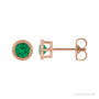 Sapphire Row Lab-Grown Bezel-Set Gemstone Studs - Emerald, Rose Gold