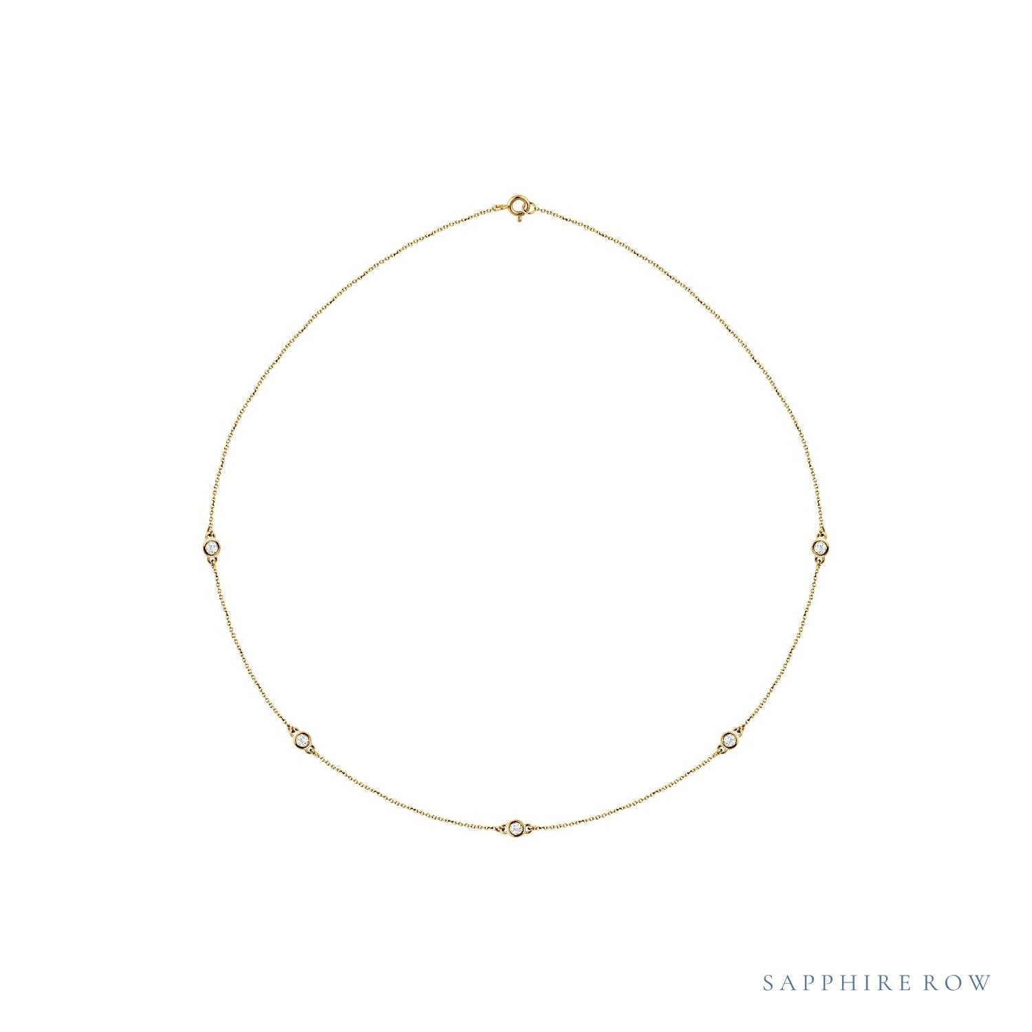 Sapphire Row Natural Diamond Station Necklace - Yellow Gold, 5-Station (1/2 ctw)