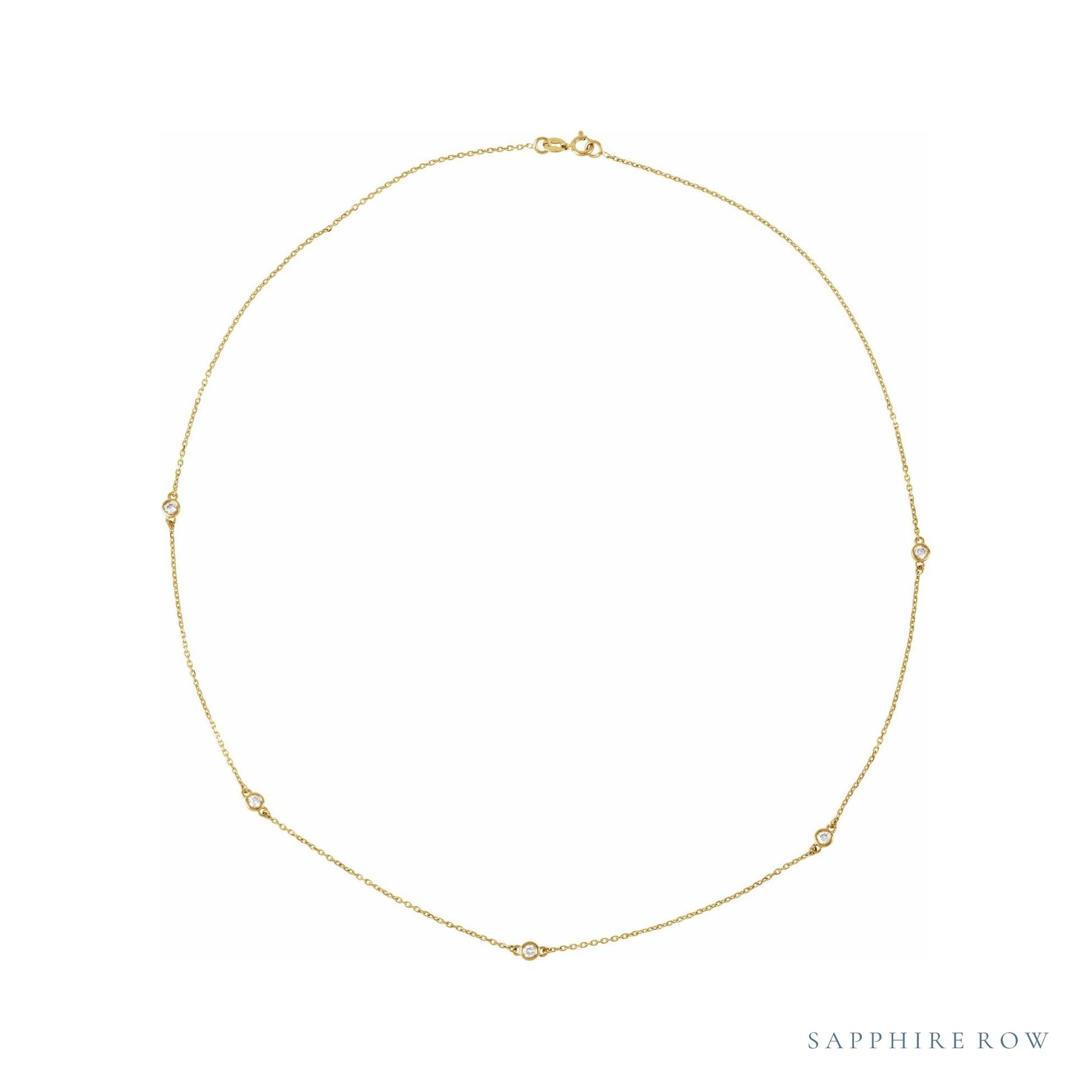 Sapphire Row Natural Diamond Station Necklace - Yellow Gold, 5-Station (3/4 ctw)