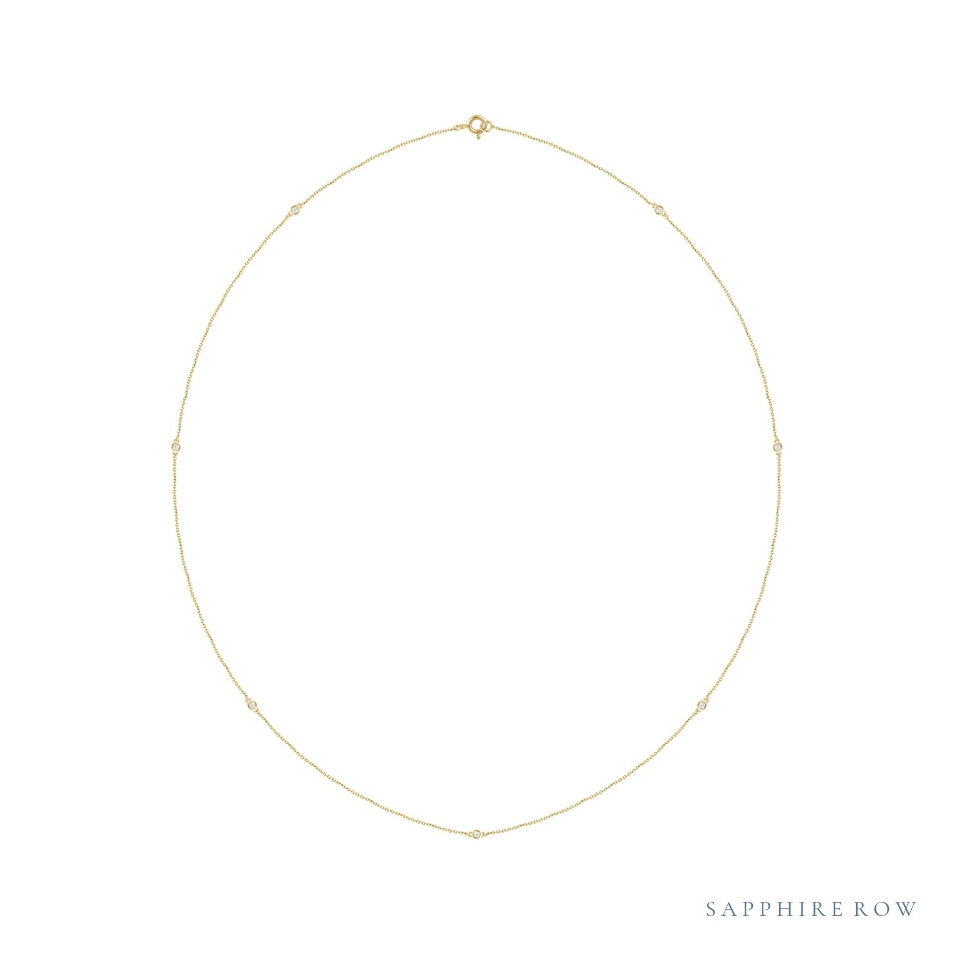 Sapphire Row Natural Diamond Station Necklace - Yellow Gold, 7-Station (1/4 ctw)